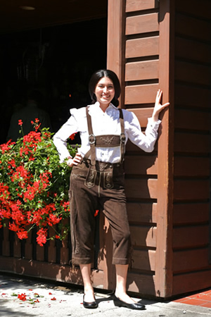 Leather lederhosen with blouse